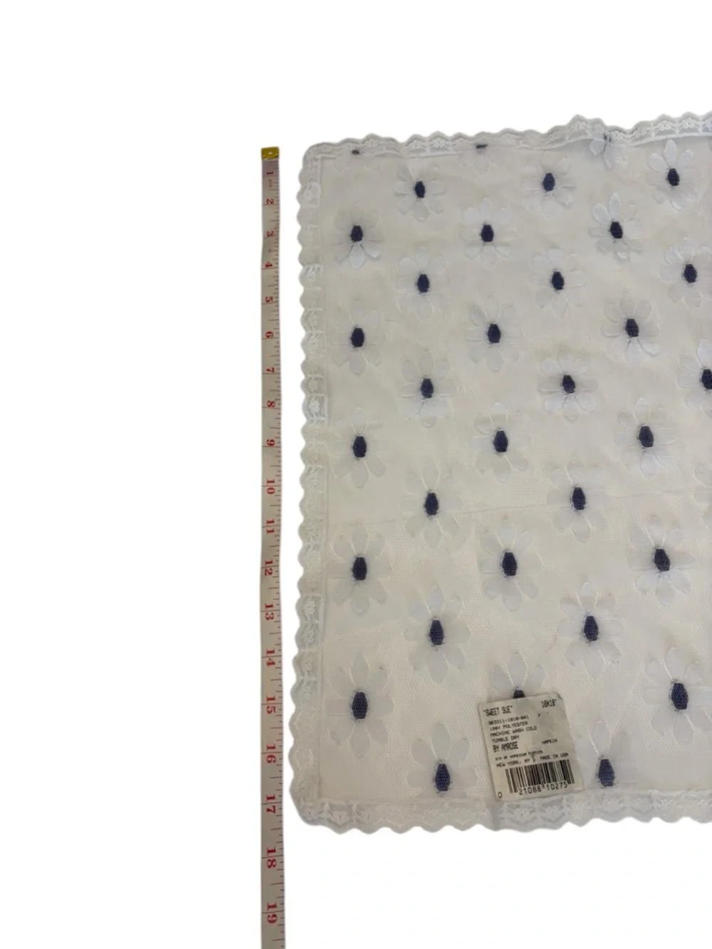 Vintage Amrose NY Sweet Sue Blue Flower Embroidery White Lace Napkins 18x18 NEW‎
